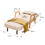 Stylish Beige Sofa with Natural Wood Accents - Comfortable Down and Faux Leather Finish fjjj-1661