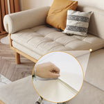 Stylish Beige Sofa with Natural Wood Frame | Cotton, Linen & Leathaire Blend fjnl-1579