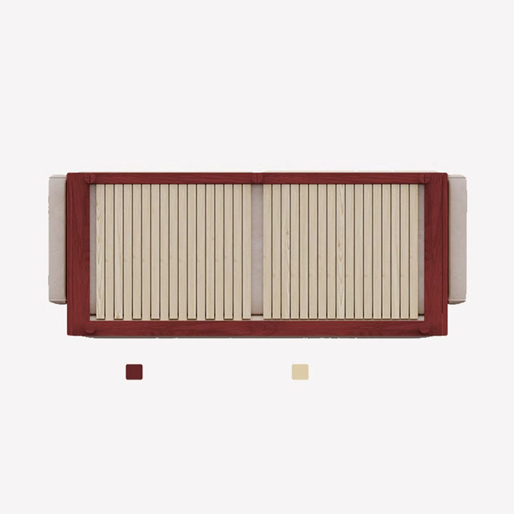 Stylish Beige Sofa with Natural Wood Frame | Cotton, Linen & Leathaire Blend fjnl-1579