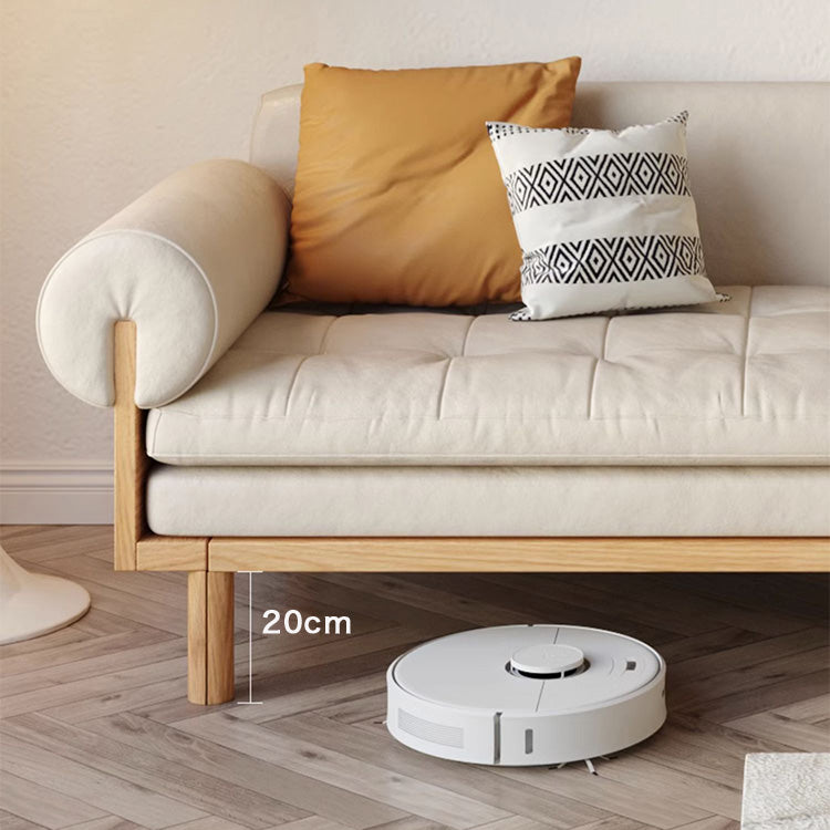 Stylish Beige Sofa with Natural Wood Frame | Cotton, Linen & Leathaire Blend fjnl-1579