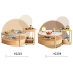 Chic Natural Wood Tea Table with Glass and Ceramic Accents in Brown White Ash fjnl-1581