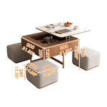 Elegant White and Brown Ceramic Tea Table with Cotton and Linen Finish fjnl-1591