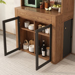 Stylish Brown Natural Wood Coffee Table with Glass Top fjnl-1592