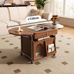 Elegant Solid Wood Tea Table with Glass Top – Brown Finish fjnl-1598