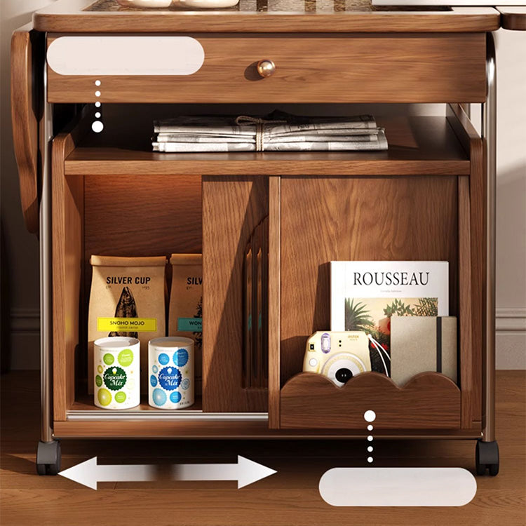 Elegant Solid Wood Tea Table with Glass Top – Brown Finish fjnl-1598