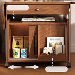 Elegant Solid Wood Tea Table with Glass Top – Brown Finish fjnl-1598