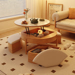 Elegant White and Brown Tea Table with Natural Wood and Ceramic Top fjnl-1599