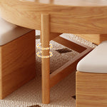 Elegant White and Brown Tea Table with Natural Wood and Ceramic Top fjnl-1599