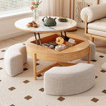 Elegant White and Brown Tea Table with Natural Wood and Ceramic Top fjnl-1599