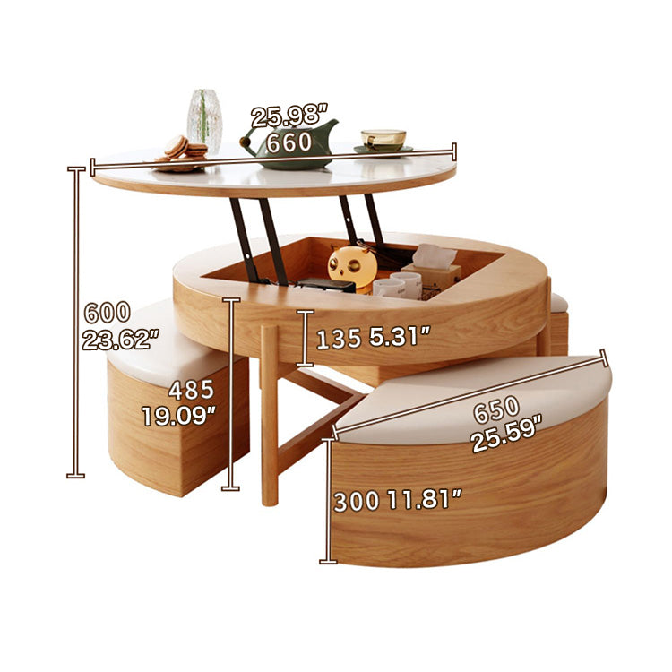 Elegant White and Brown Tea Table with Natural Wood and Ceramic Top fjnl-1599