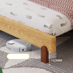 Solid Beech Wood Bed with Leathaire Upholstery – Elegant and Durable Natural Design fjnl-1603