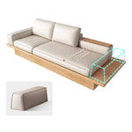 Beige Solid Wood Sofa with Plush Latex and Down Blend in Luxurious Leathaire Finish fjnl-1606