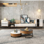 Stylish Round Tea Table - Solid Wood & Ceramic Sintered Stone Design fjnl-2448