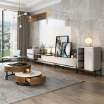 Stylish Round Tea Table - Solid Wood & Ceramic Sintered Stone Design fjnl-2448