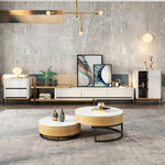 Stylish Round Tea Table - Solid Wood & Ceramic Sintered Stone Design fjnl-2448