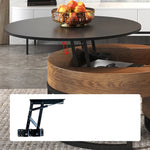 Stylish Round Tea Table - Solid Wood & Ceramic Sintered Stone Design fjnl-2448