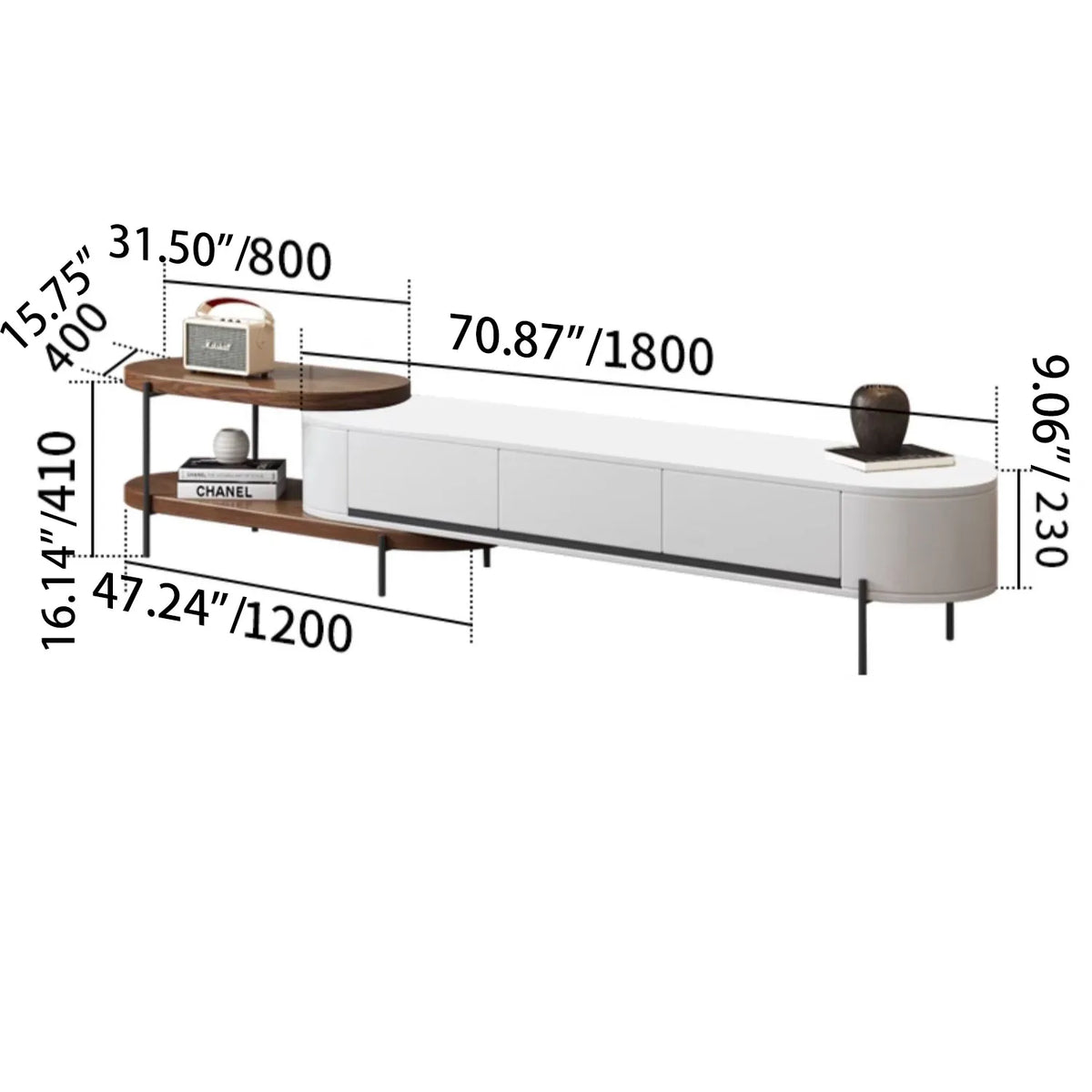 Stylish Round Tea Table - Solid Wood & Ceramic Sintered Stone Design fjnl-2448