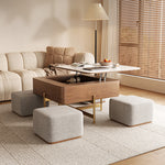 Sleek Sintered Stone & Stainless Steel Tea Table with Elegant Linen Accents fjnl-2452