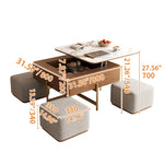 Sleek Sintered Stone & Stainless Steel Tea Table with Elegant Linen Accents fjnl-2452