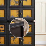 Vintage Pine Bedside Cupboard with Artistic Silk Panels for Stylish Storage fjnw-4542