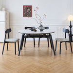 Sleek Sintered Stone Table with Oak Wood Finish | Modern Luxury Furniture fjx-2635