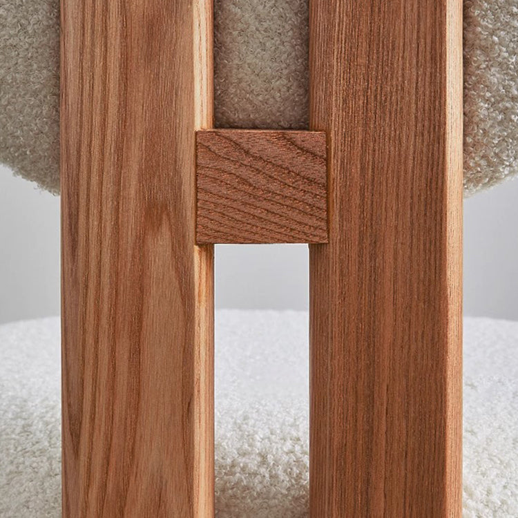 Ash Wood Chair with Cozy Faux Sherpa Upholstery fjx-2670