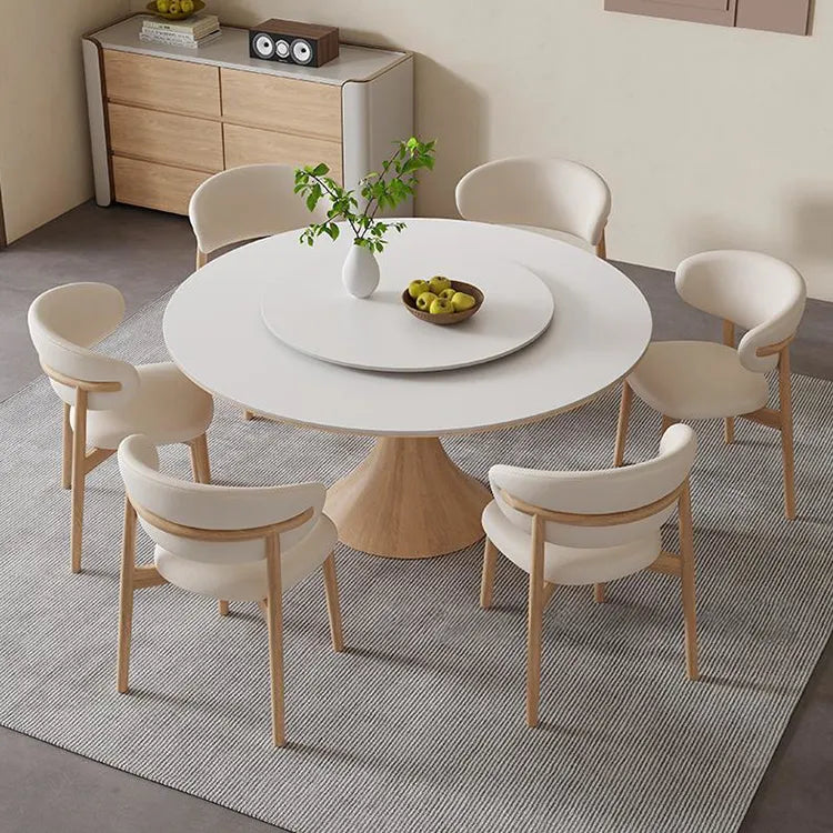 Elegant Ash Wood and Ceramic Sintered Stone Dining Table - Modern Design Furniture fjx-2671