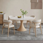 Elegant Ash Wood and Ceramic Sintered Stone Dining Table - Modern Design Furniture fjx-2671