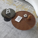 Modern Walnut Wood & Tempered Glass Tea Table - Solid Wood and Stainless Steel Design fjx-2694