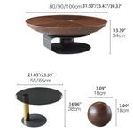 Modern Walnut Wood & Tempered Glass Tea Table - Solid Wood and Stainless Steel Design fjx-2694