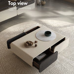 Modern Multi-layer Board Tea Table with Ceramic Sintered Stone Top for Elegant Living Rooms fkb-4380