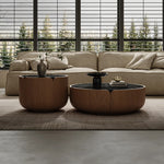 Elegant Solid Wood Round Marble Tea Table - Modern Design, Perfect Living Room Centerpiece fkb-4382