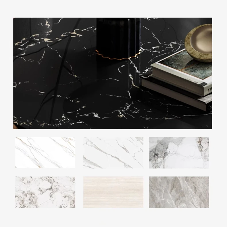 Elegant Solid Wood Round Marble Tea Table - Modern Design, Perfect Living Room Centerpiece fkb-4382