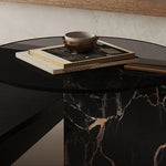 Modern Geometric Tea Table with Solid Wood and Tempered Glass Accents fkb-4387