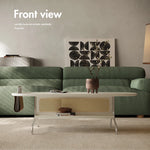 Sleek Multi-Layer Board Tea Table with Stainless Rattan Design and Synthetic Leather Accents fkb-4393