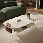 Sleek Multi-Layer Board Tea Table with Stainless Rattan Design and Synthetic Leather Accents fkb-4393