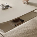 Sleek Multi-Layer Board Tea Table with Stainless Rattan Design and Synthetic Leather Accents fkb-4393