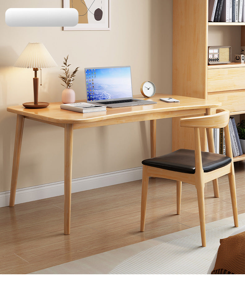 Solid Brown Natural Wood Table with White Rubber Wood Accents fl-246