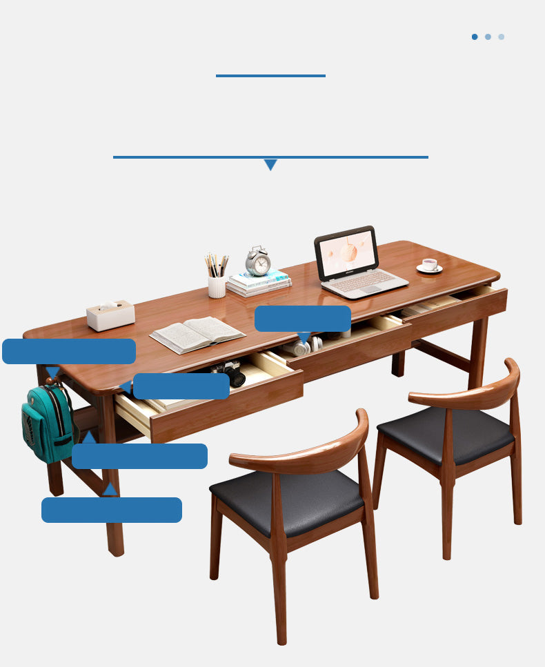 Stylish Brown Natural Wood Table with White Rubber Wood Particle Board fl-247