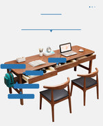 Stylish Brown Natural Wood Table with White Rubber Wood Particle Board fl-247