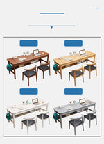 Stylish Brown Natural Wood Table with White Rubber Wood Particle Board fl-247