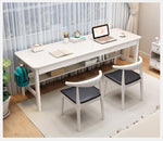 Stylish Brown Natural Wood Table with White Rubber Wood Particle Board fl-247