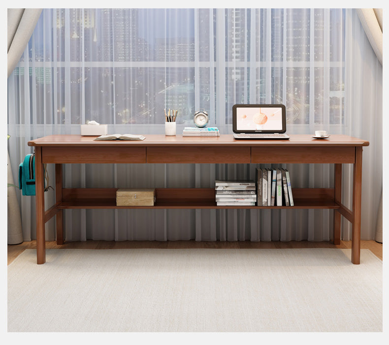 Stylish Brown Natural Wood Table with White Rubber Wood Particle Board fl-247