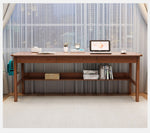 Stylish Brown Natural Wood Table with White Rubber Wood Particle Board fl-247