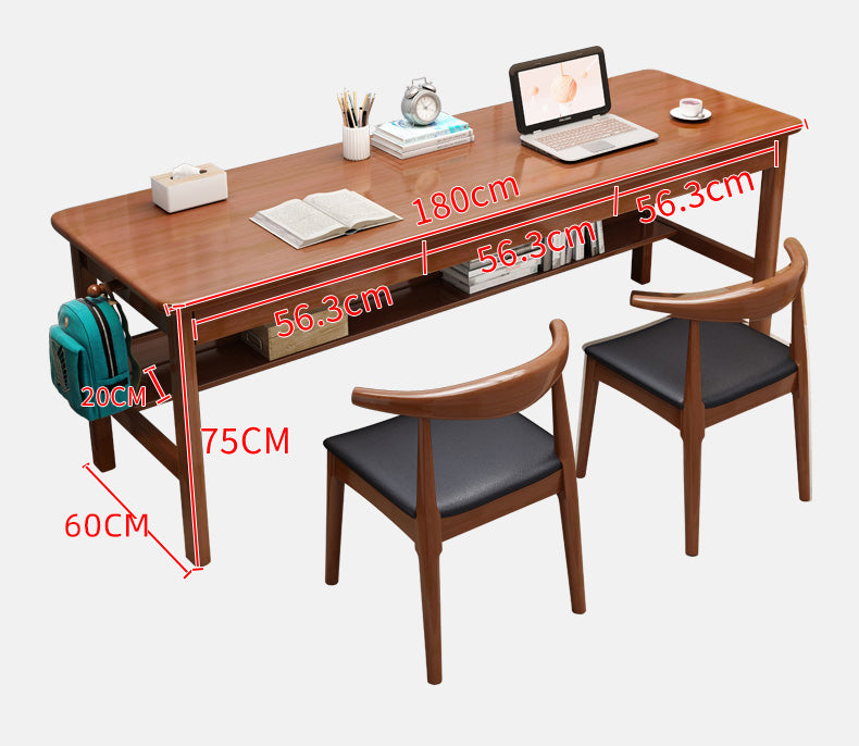 Stylish Brown Natural Wood Table with White Rubber Wood Particle Board fl-247