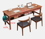 Stylish Brown Natural Wood Table with White Rubber Wood Particle Board fl-247
