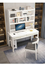 Sleek Modern Desk - Natural Brown Wooden Finish with Black & White Accents fl-253