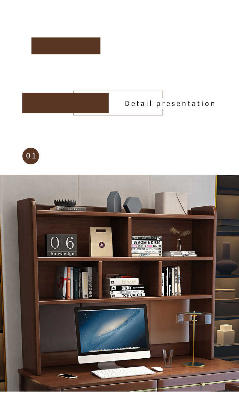 Sleek Modern Desk - Natural Brown Wooden Finish with Black & White Accents fl-253