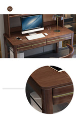 Sleek Modern Desk - Natural Brown Wooden Finish with Black & White Accents fl-253
