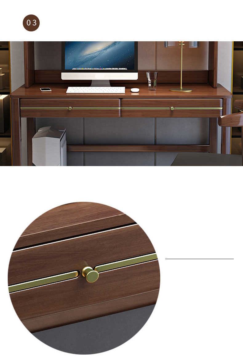 Sleek Modern Desk - Natural Brown Wooden Finish with Black & White Accents fl-253